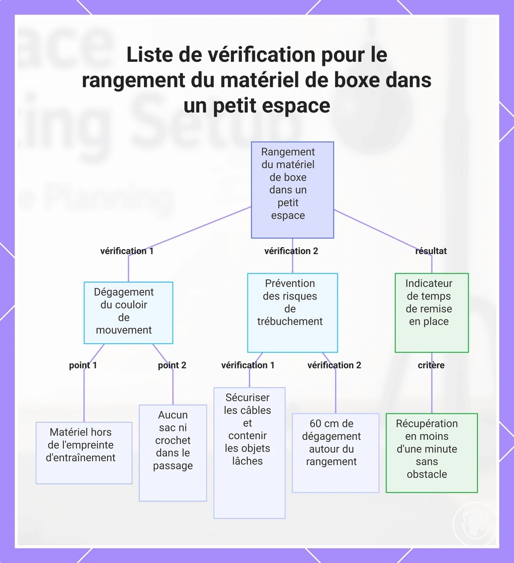Liste de vérification pour le rangement du matériel de boxe dans un petit espace