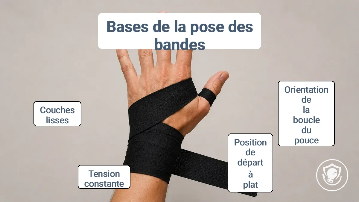 Orientation de la boucle du pouce et direction de départ correcte sur le dos de la main