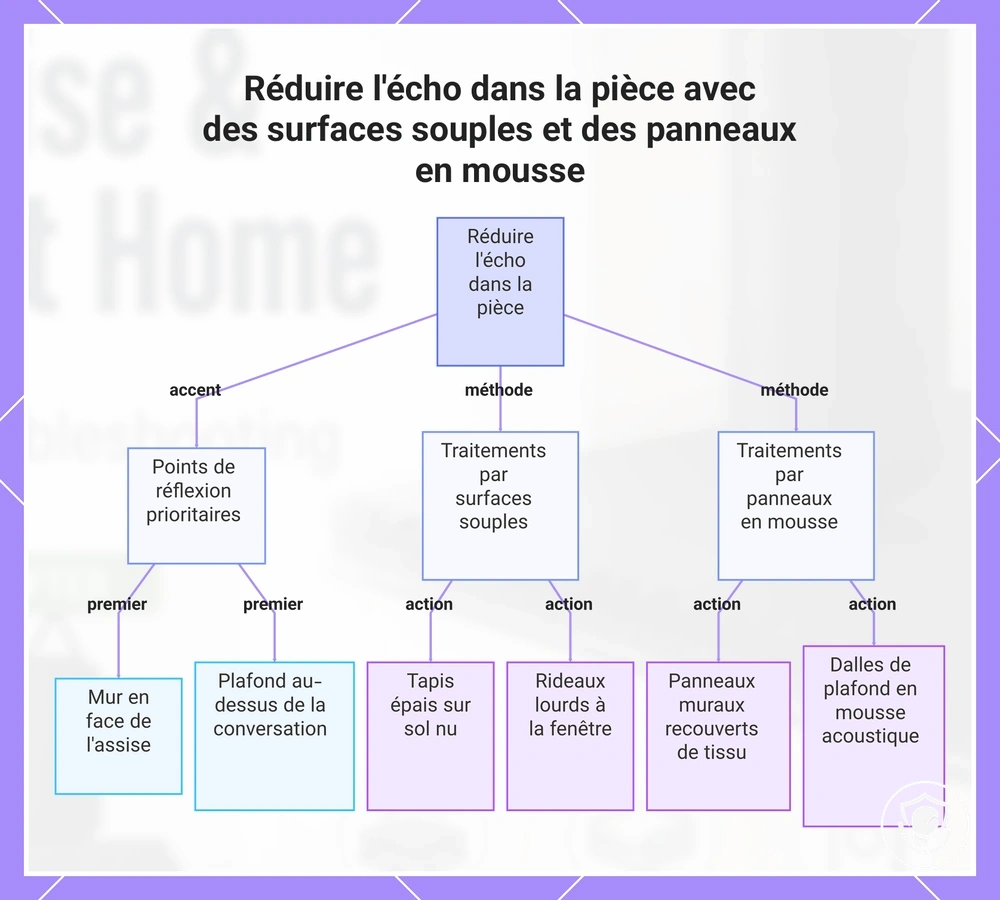 Réduire l'écho dans la pièce avec des surfaces souples et des panneaux en mousse
