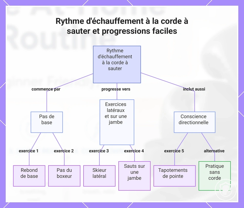 Rythme d'échauffement à la corde à sauter et progressions faciles