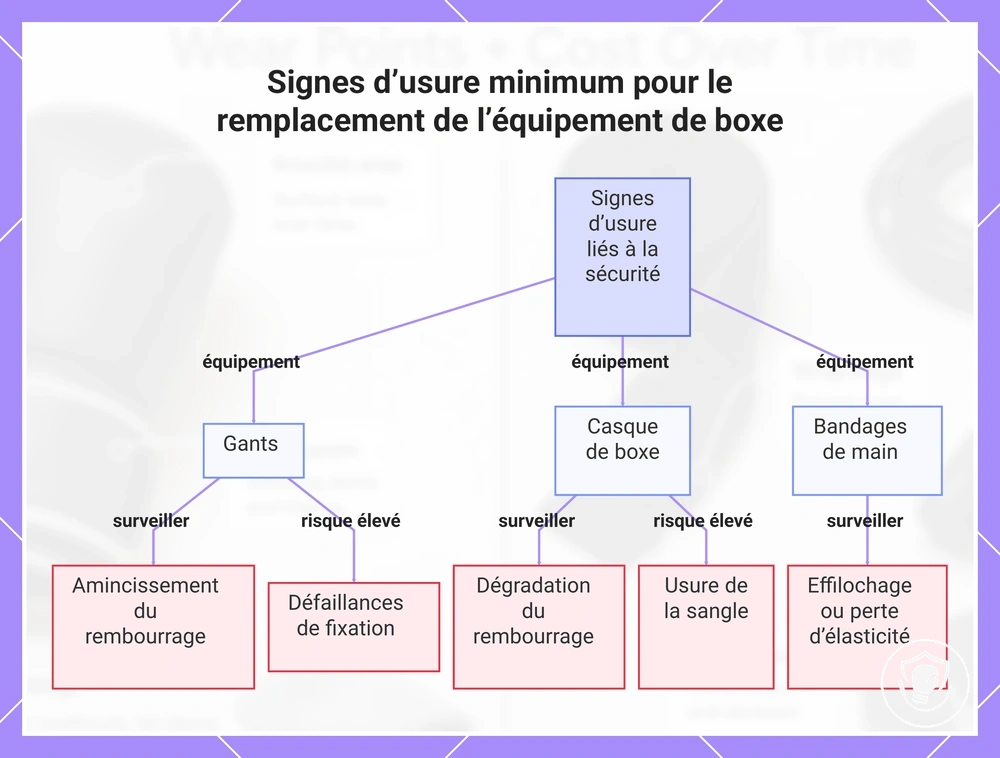 Signes d’usure minimum pour le remplacement de l’équipement de boxe