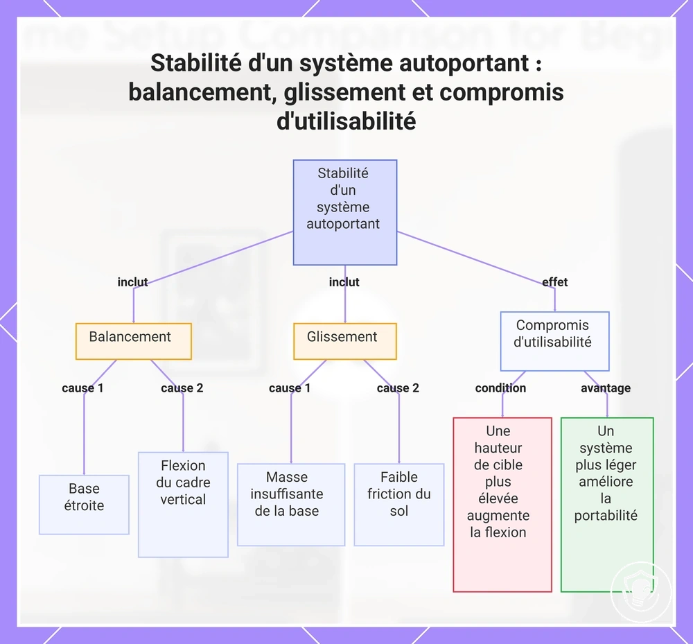 Stabilité d'un système autoportant : balancement, glissement et compromis d'utilisabilité