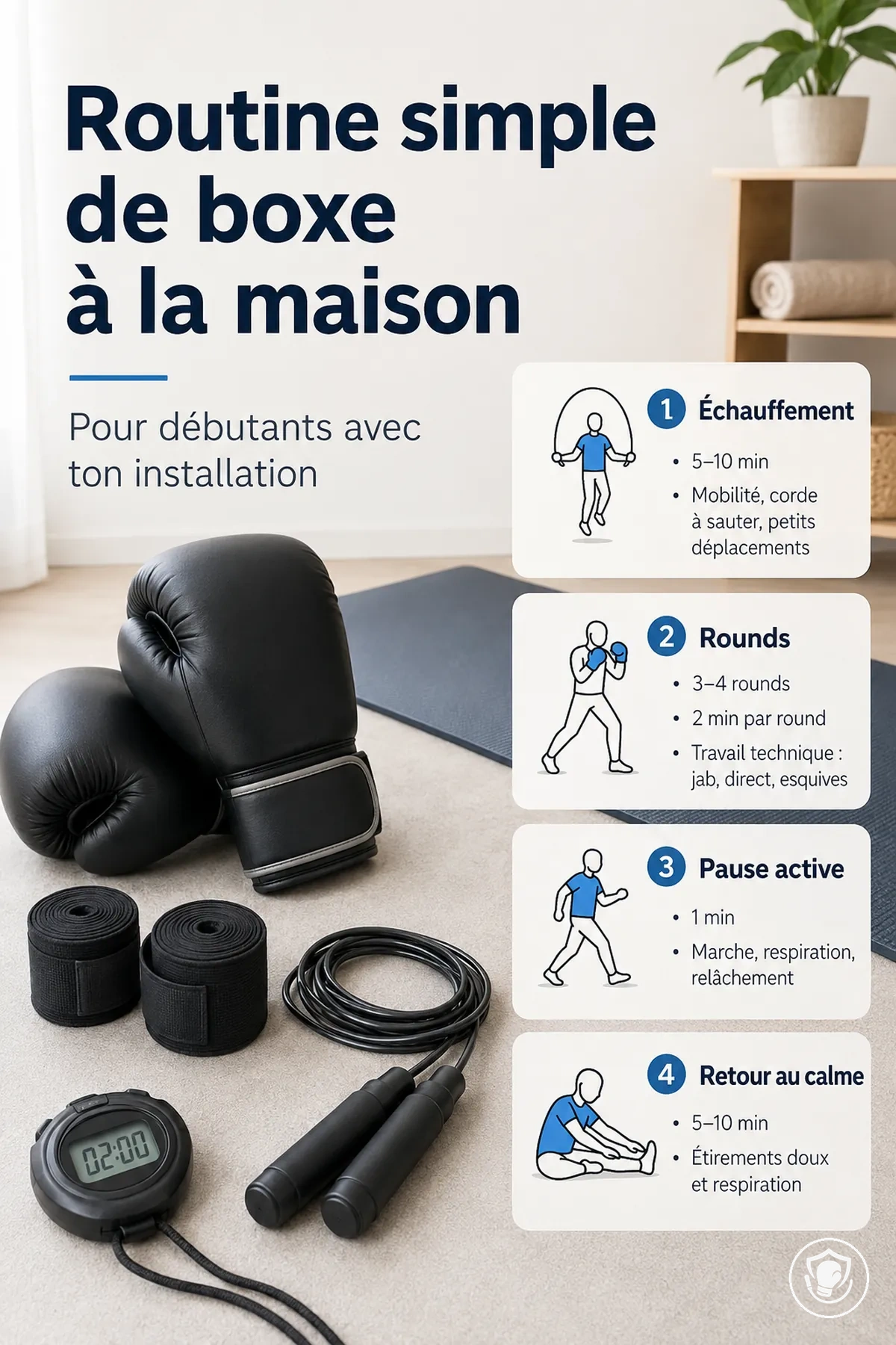 Routine simple de boxe à la maison pour débutants avec l’équipement le plus courant