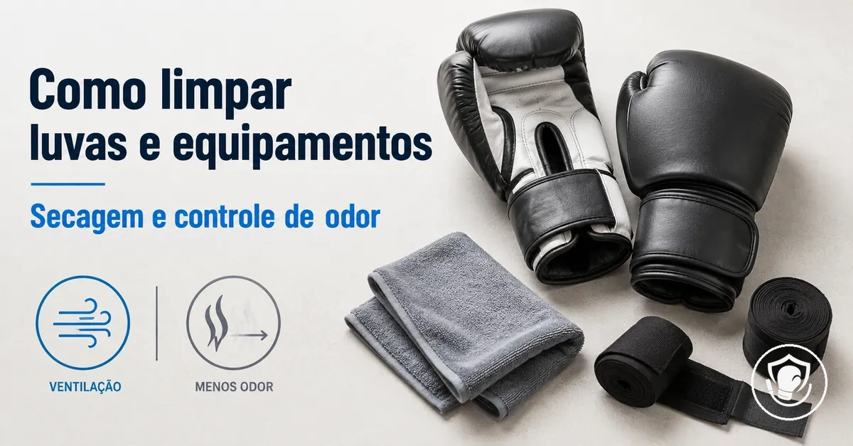 Rotina de limpeza e secagem do equipamento de boxe em casa para reduzir odores