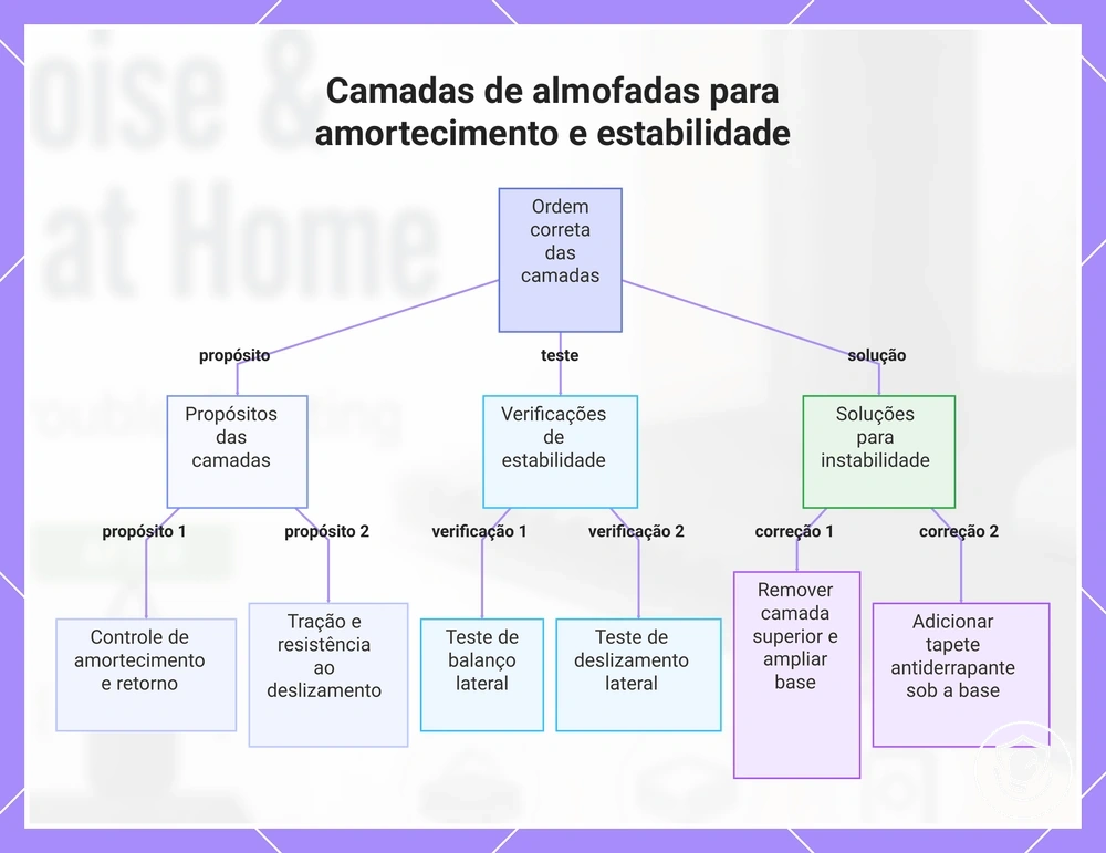 Camadas de almofadas para amortecimento e estabilidade