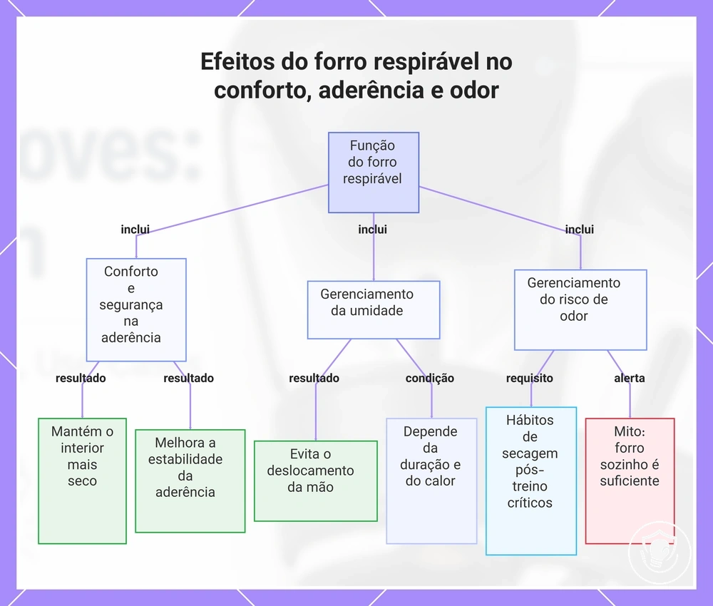 Efeitos do forro respirável no conforto, aderência e odor