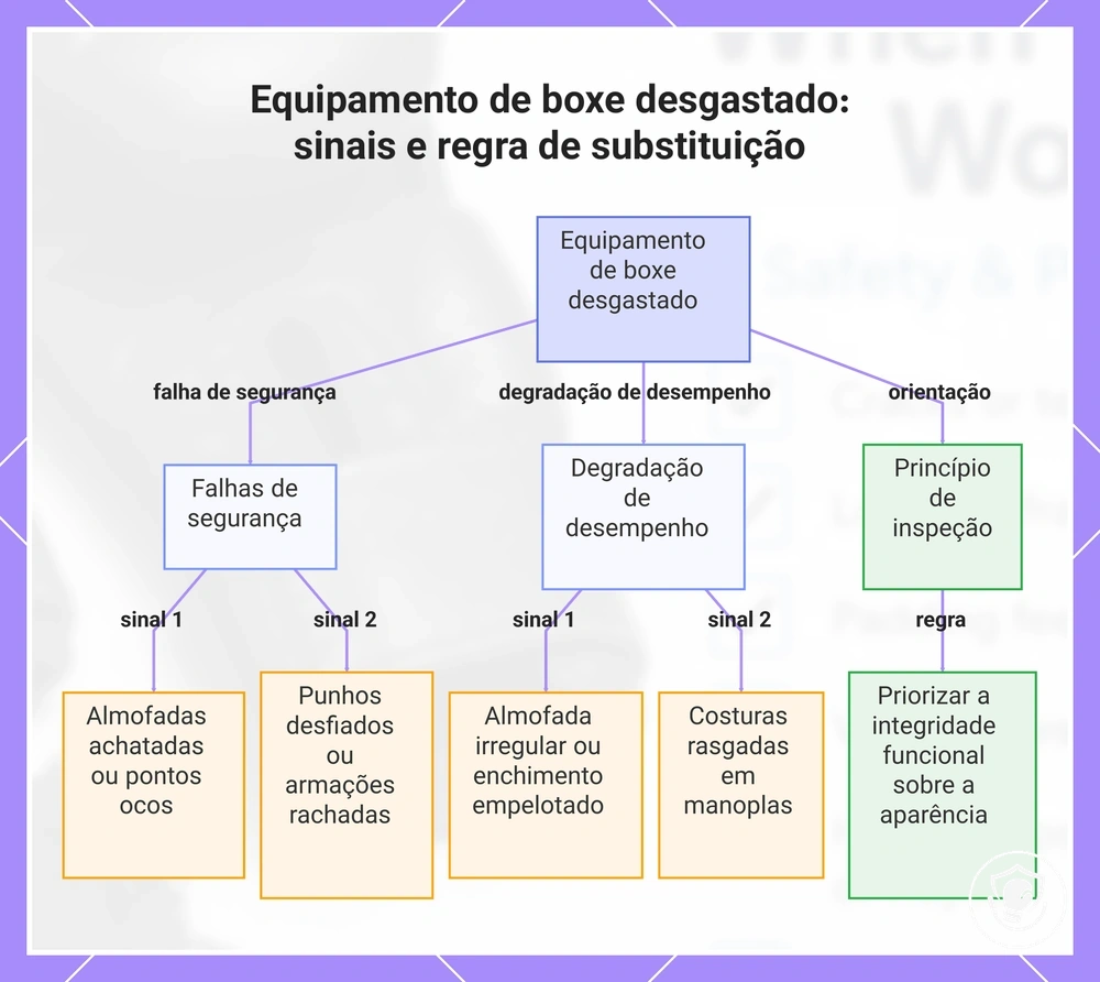 Equipamento de boxe desgastado: sinais e regra de substituição