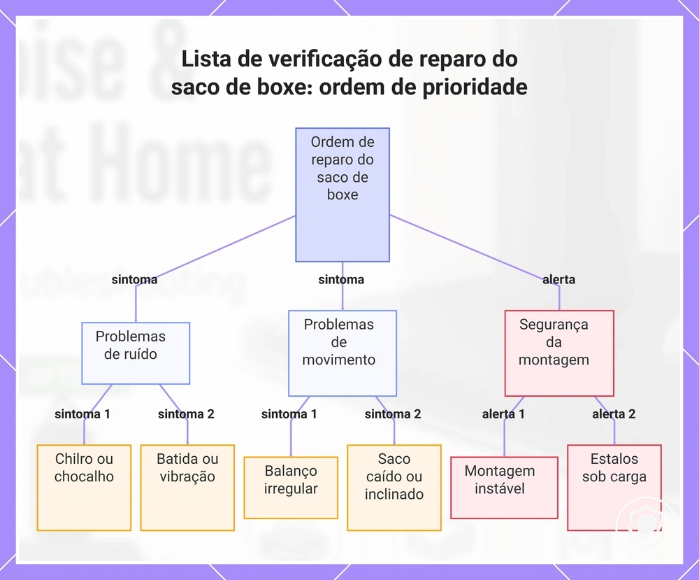 Lista de verificação de reparo do saco de boxe: ordem de prioridade