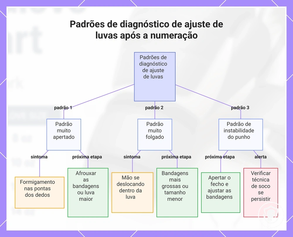 Padrões de diagnóstico de ajuste de luvas após a numeração