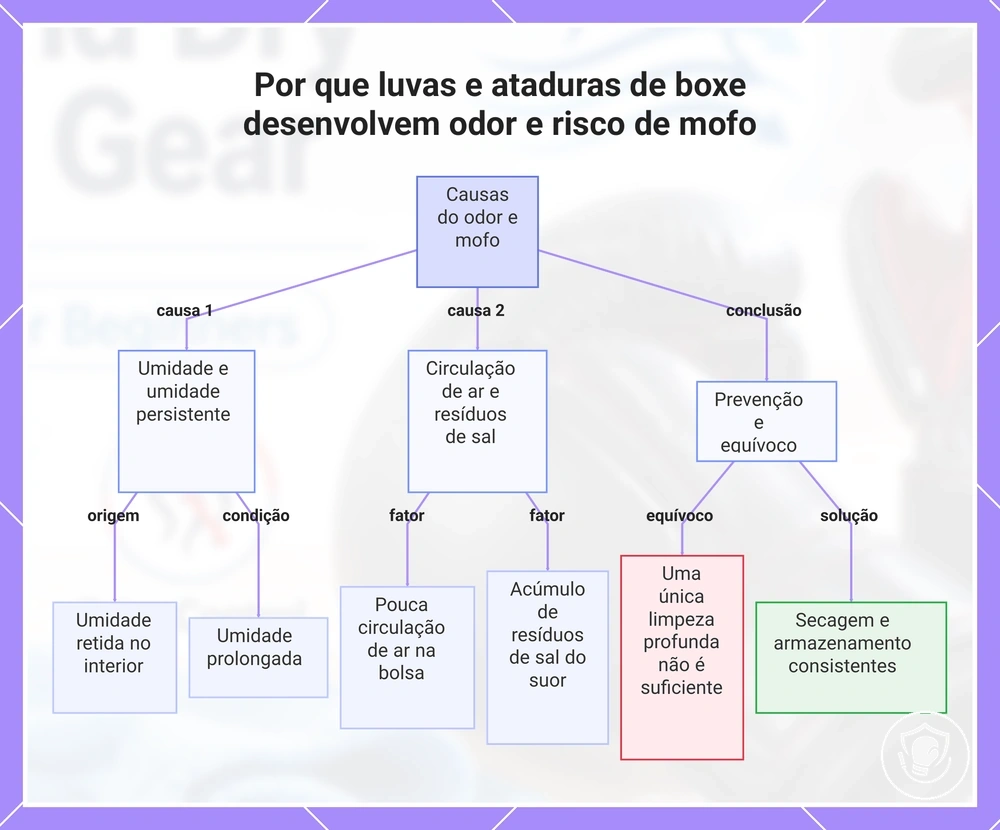 Por que luvas e ataduras de boxe desenvolvem odor e risco de mofo