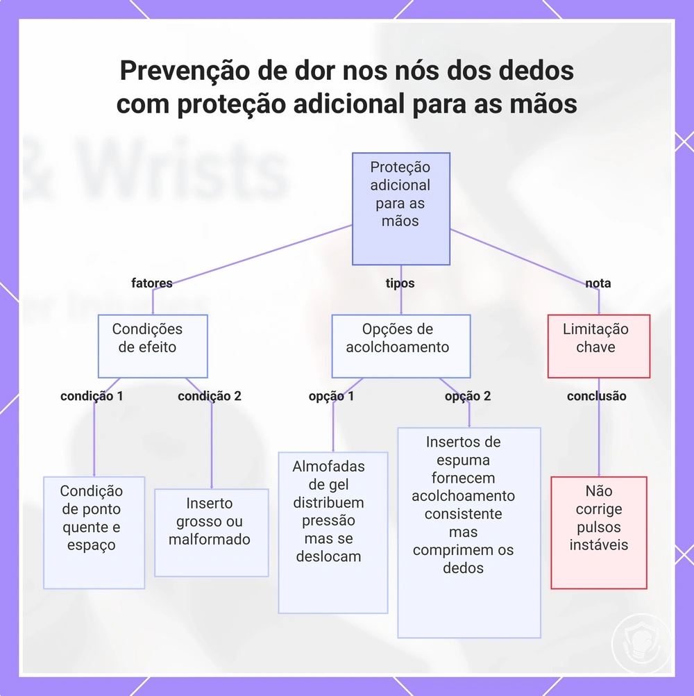Prevenção de dor nos nós dos dedos com proteção adicional para as mãos