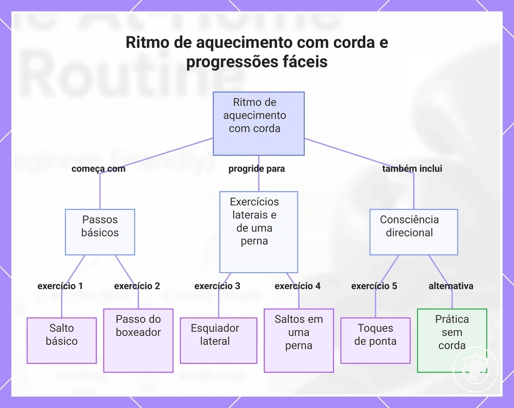 Ritmo de aquecimento com corda e progressões fáceis