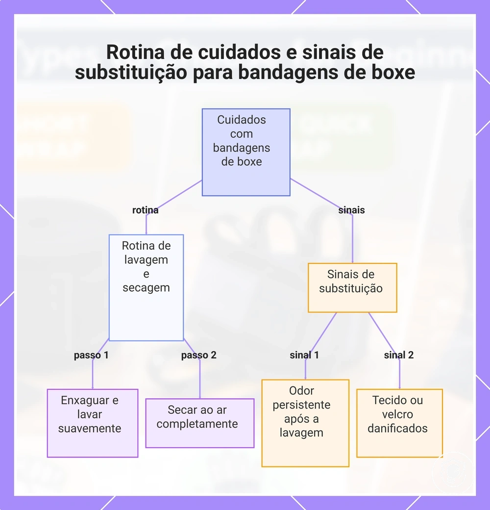 Rotina de cuidados e sinais de substituição para bandagens de boxe