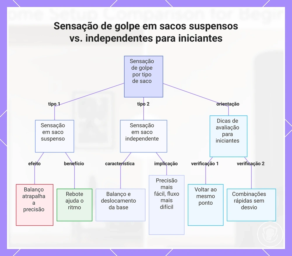 Sensação de golpe em sacos suspensos vs. independentes para iniciantes