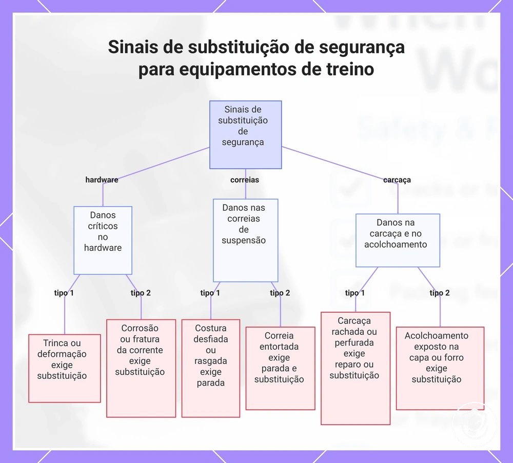 Sinais de substituição de segurança para equipamentos de treino