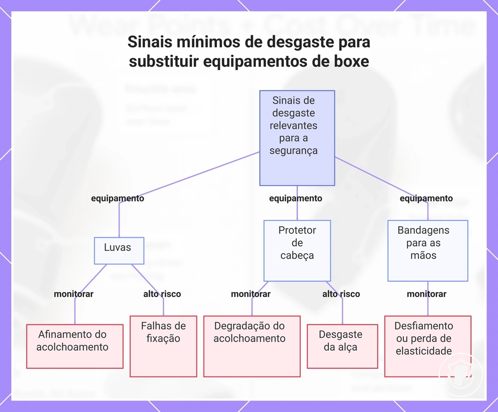 Sinais mínimos de desgaste para substituir equipamentos de boxe