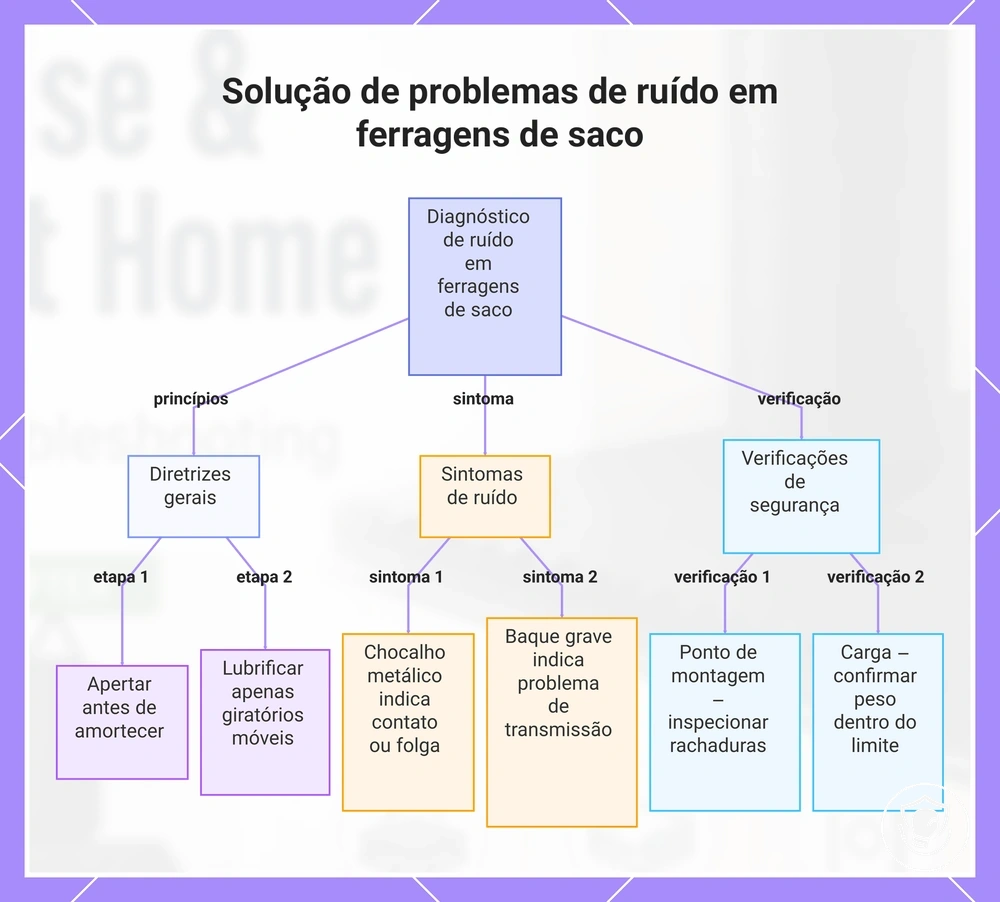 Solução de problemas de ruído em ferragens de saco