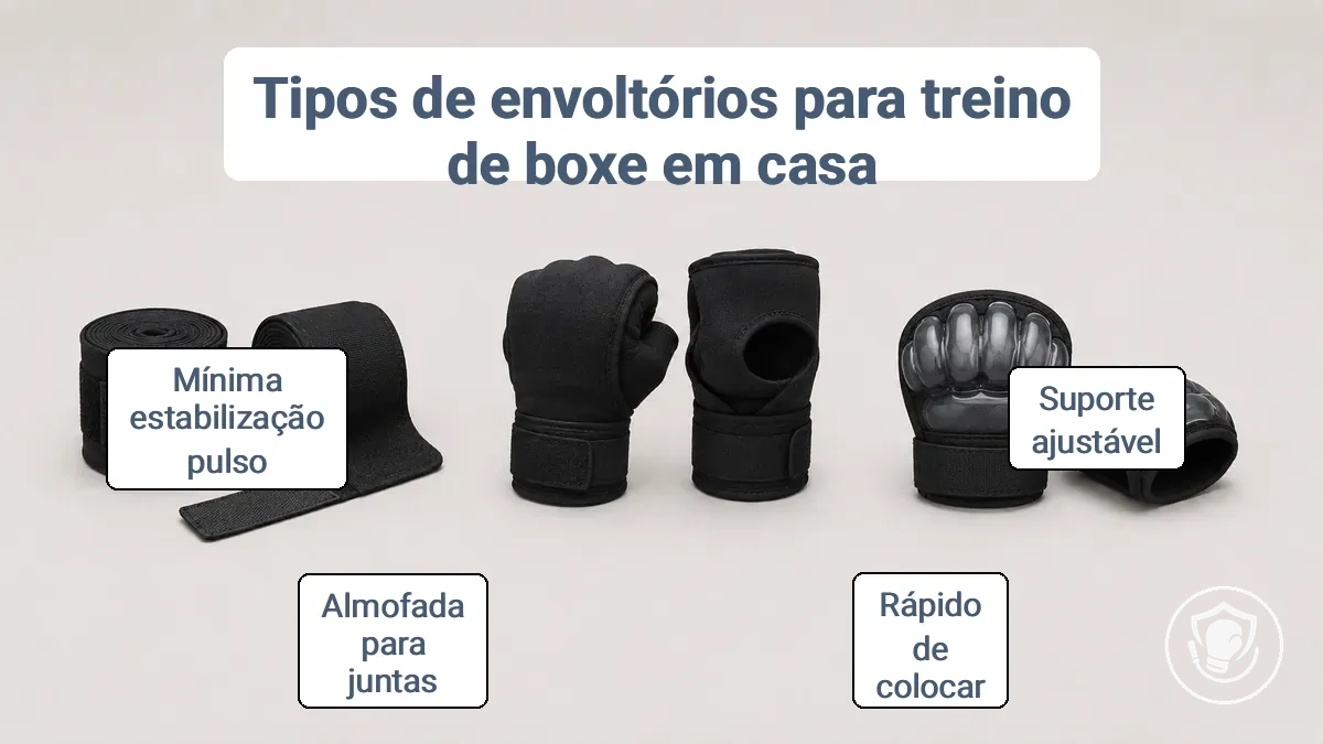 Rótulos de três categorias de bandagem: bandagem longa tradicional, bandagem rápida ou luva interna e almofada de gel para nós dos dedos