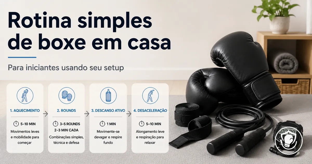 Rotina simples de boxe em casa para iniciantes usando equipamentos comuns