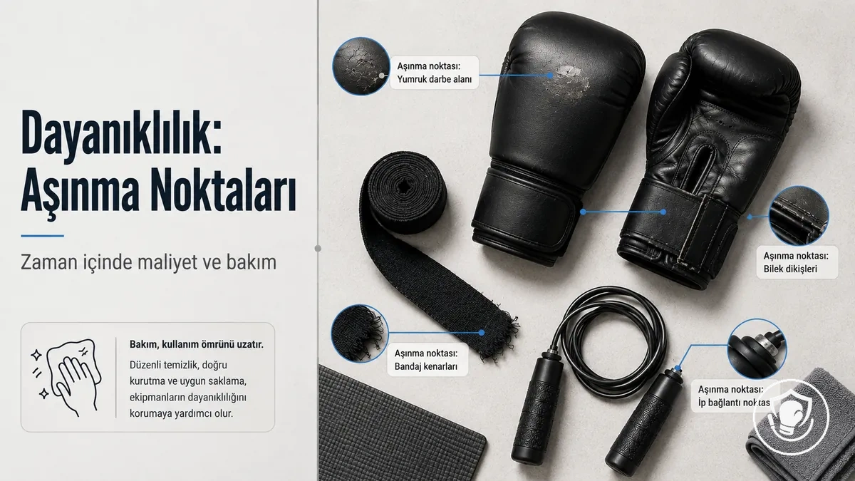 Yeni başlayan evde boks ekipmanlarında aşınma noktaları ve bakım odaklı görünüm