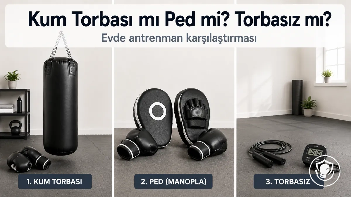 Yeni başlayanlar için evde kurulum seçenekleri: kum torbası antrenmanı ve ped çalışması karşılaştırması