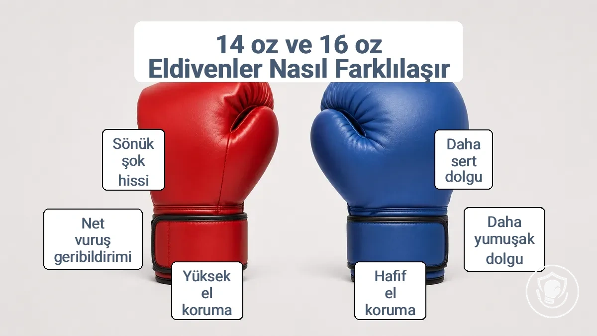 14 oz ve 16 oz boks eldiveni dolgu hissi ve koruma karşılaştırması