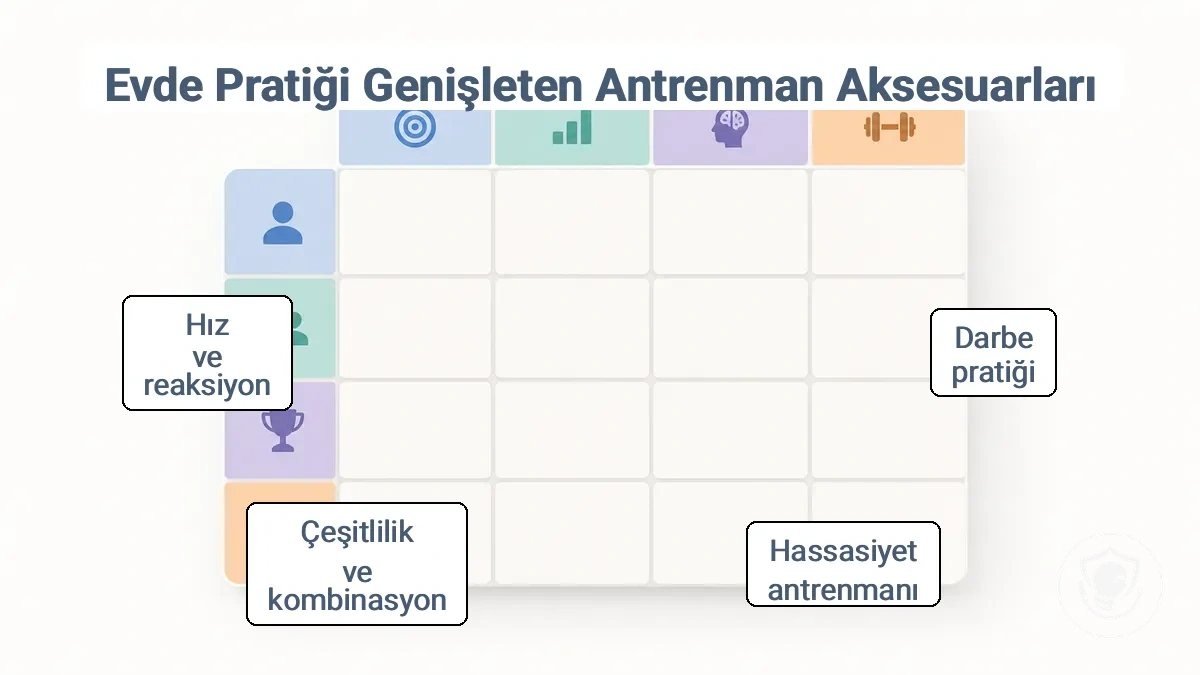 Pratik modlarını antrenman eki kategorilerine ve alan, gürültü ve depolama kısıtlamalarına bağlayan matris