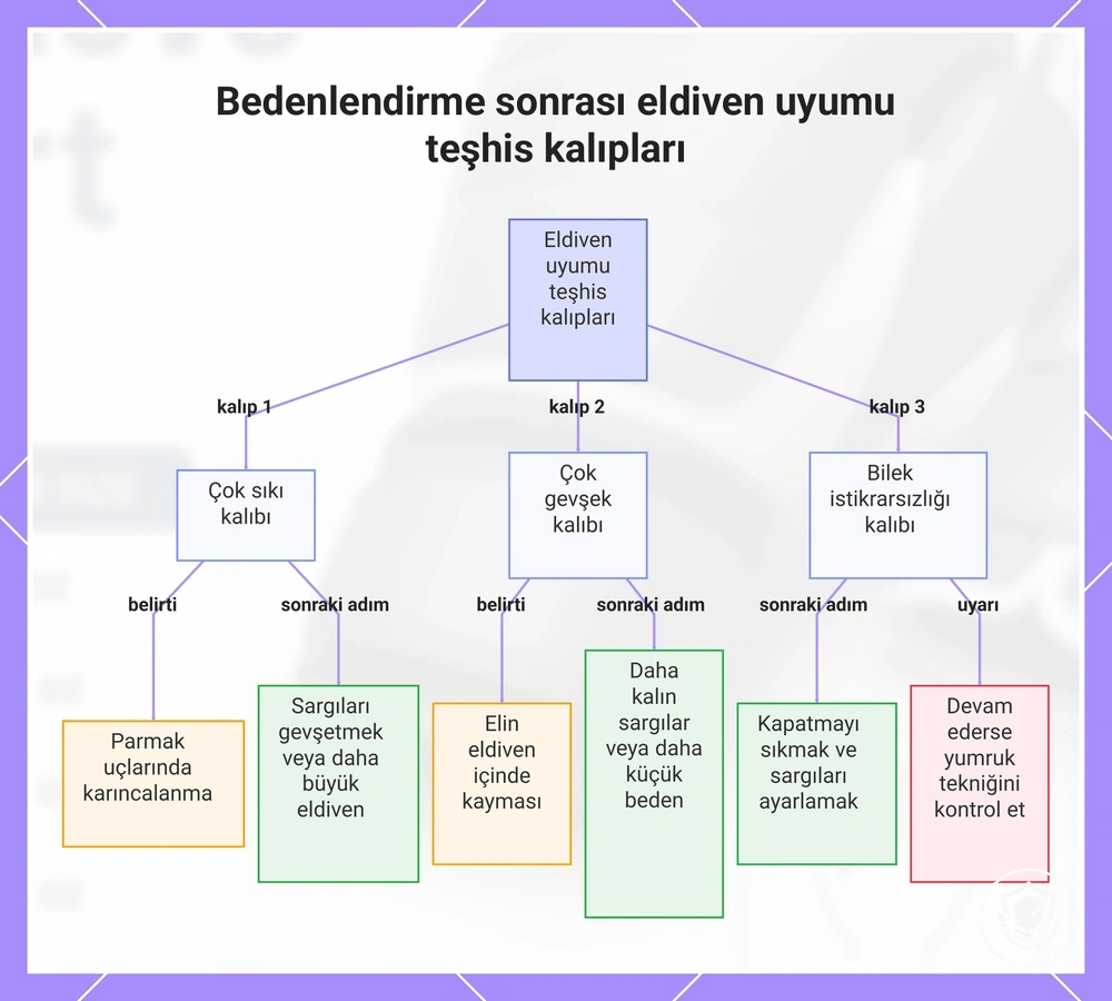 Bedenlendirme sonrası eldiven uyumu teşhis kalıpları